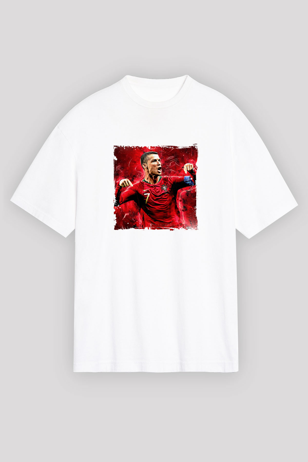 Cristiano Ronaldo Unisex Baskılı Beyaz Tişört