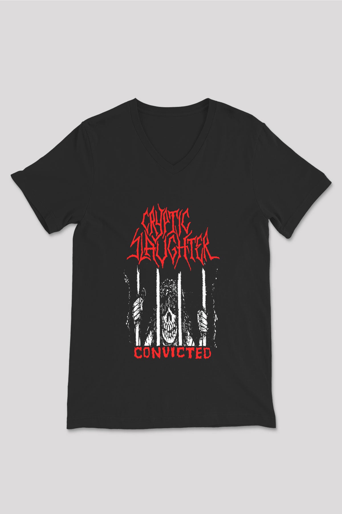 Cryptic Slaughter Siyah Unisex V Yaka Tişört