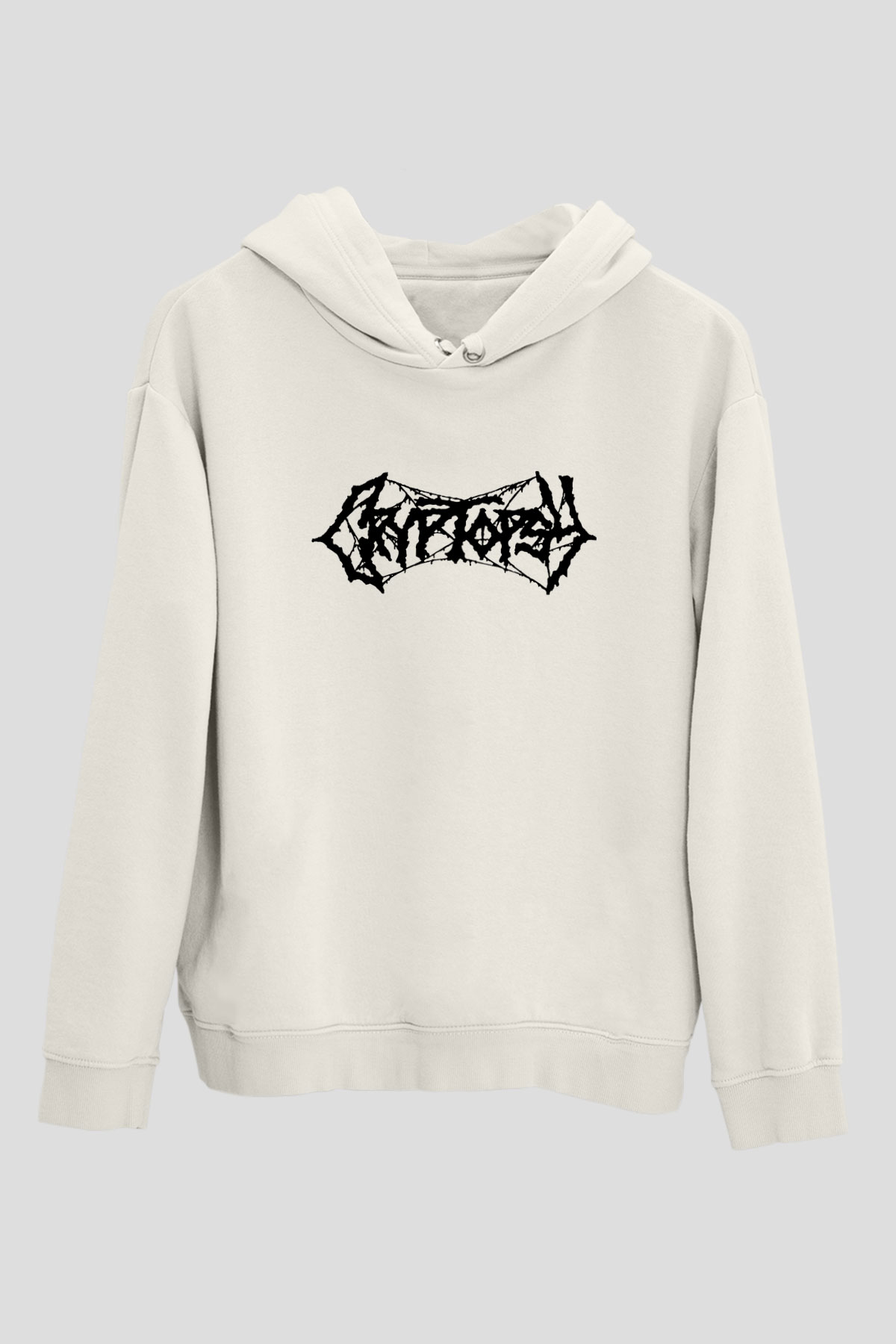 Cryptopsy Baskılı Beyaz Unisex Kapüşonlu Sweatshirt