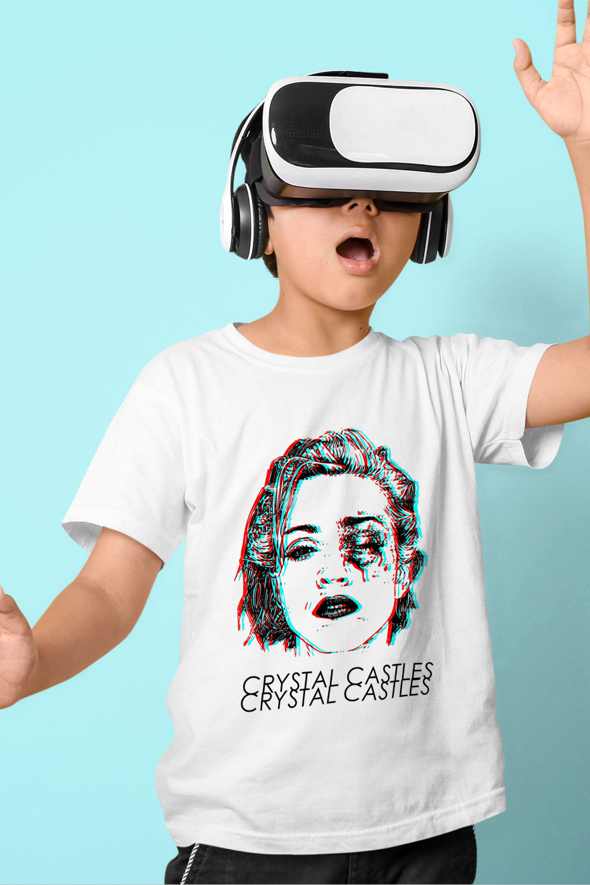 Crystal Castles Baskılı Beyaz Unisex Çocuk Tişört