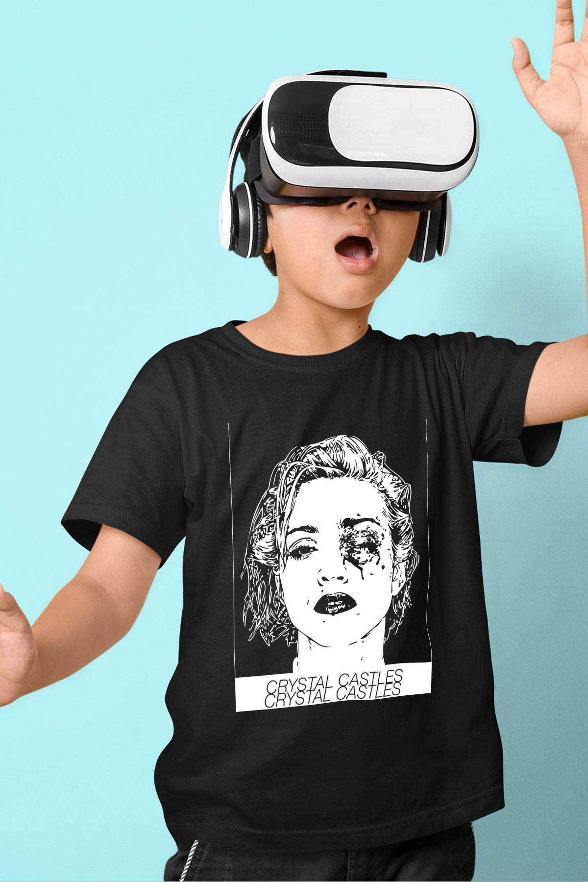 Crystal Castles Baskılı Siyah Unisex Çocuk Tişört