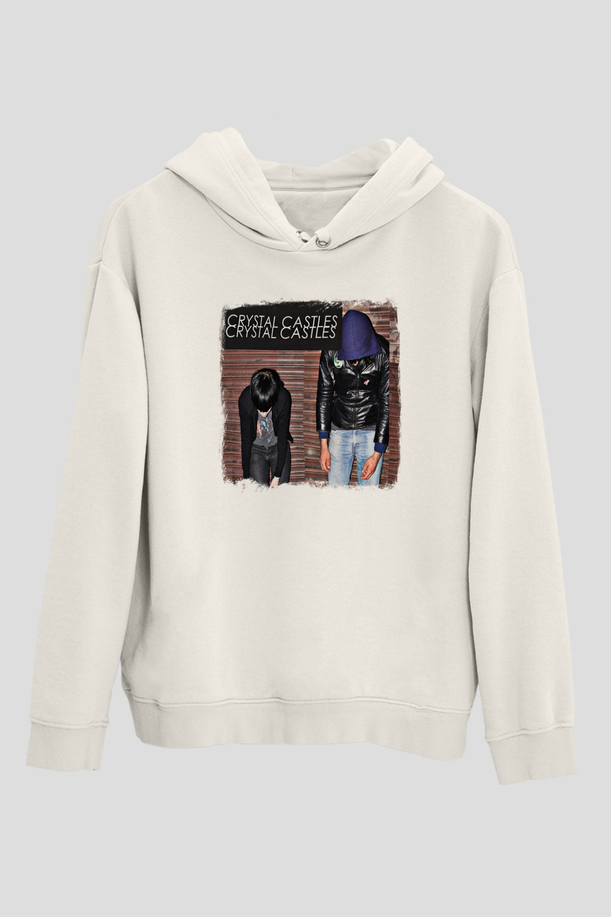 Crystal Castles Baskılı Unisex Beyaz Hoodie