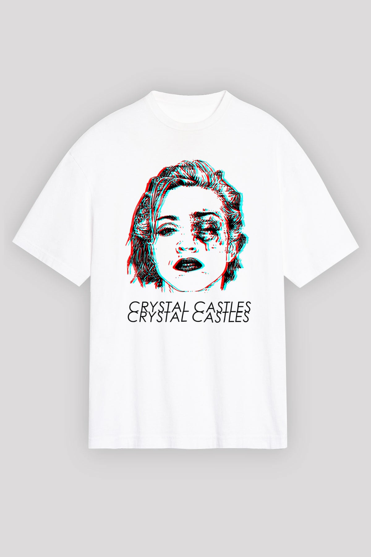 Crystal Castles Beyaz Unisex Oversize Tişört T-Shirt