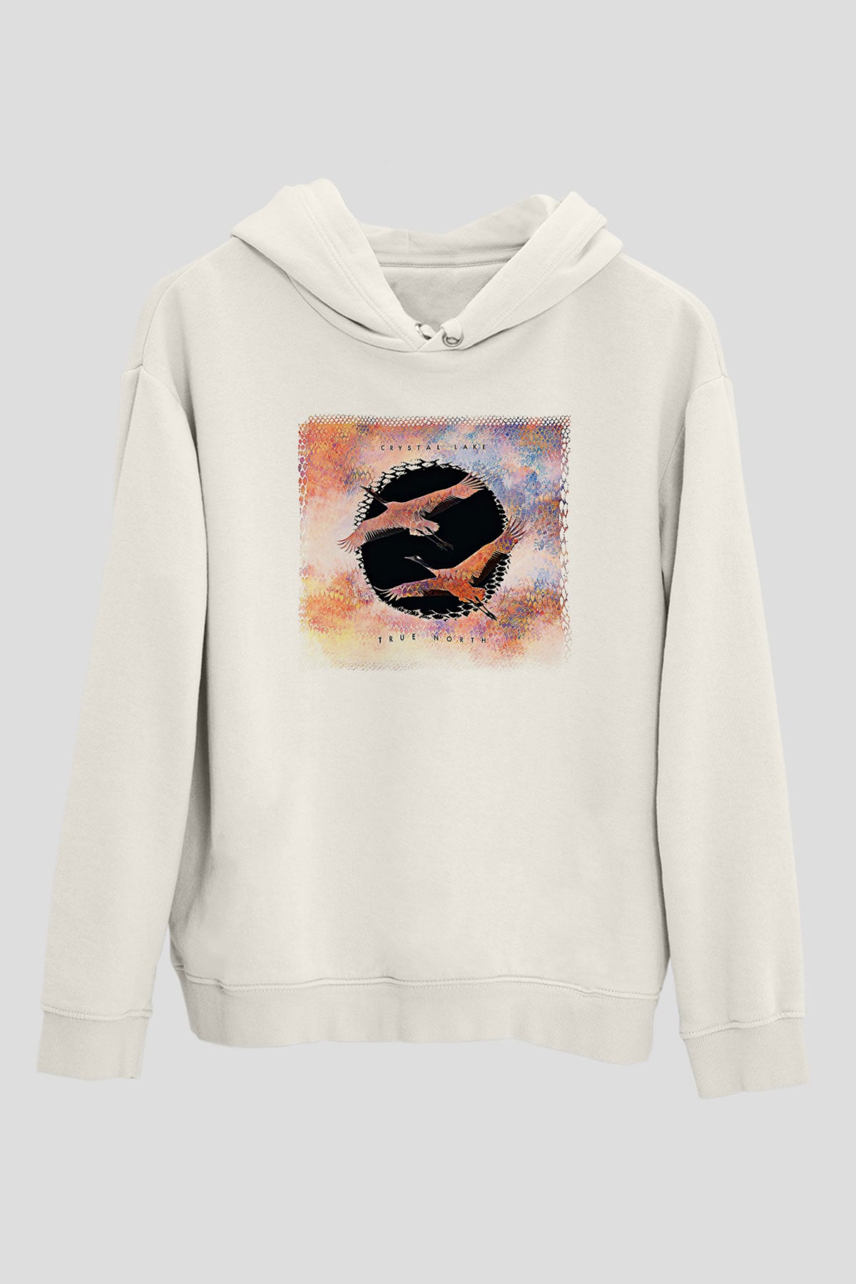 Crystal Lake Baskılı Beyaz Unisex Kapüşonlu Sweatshirt