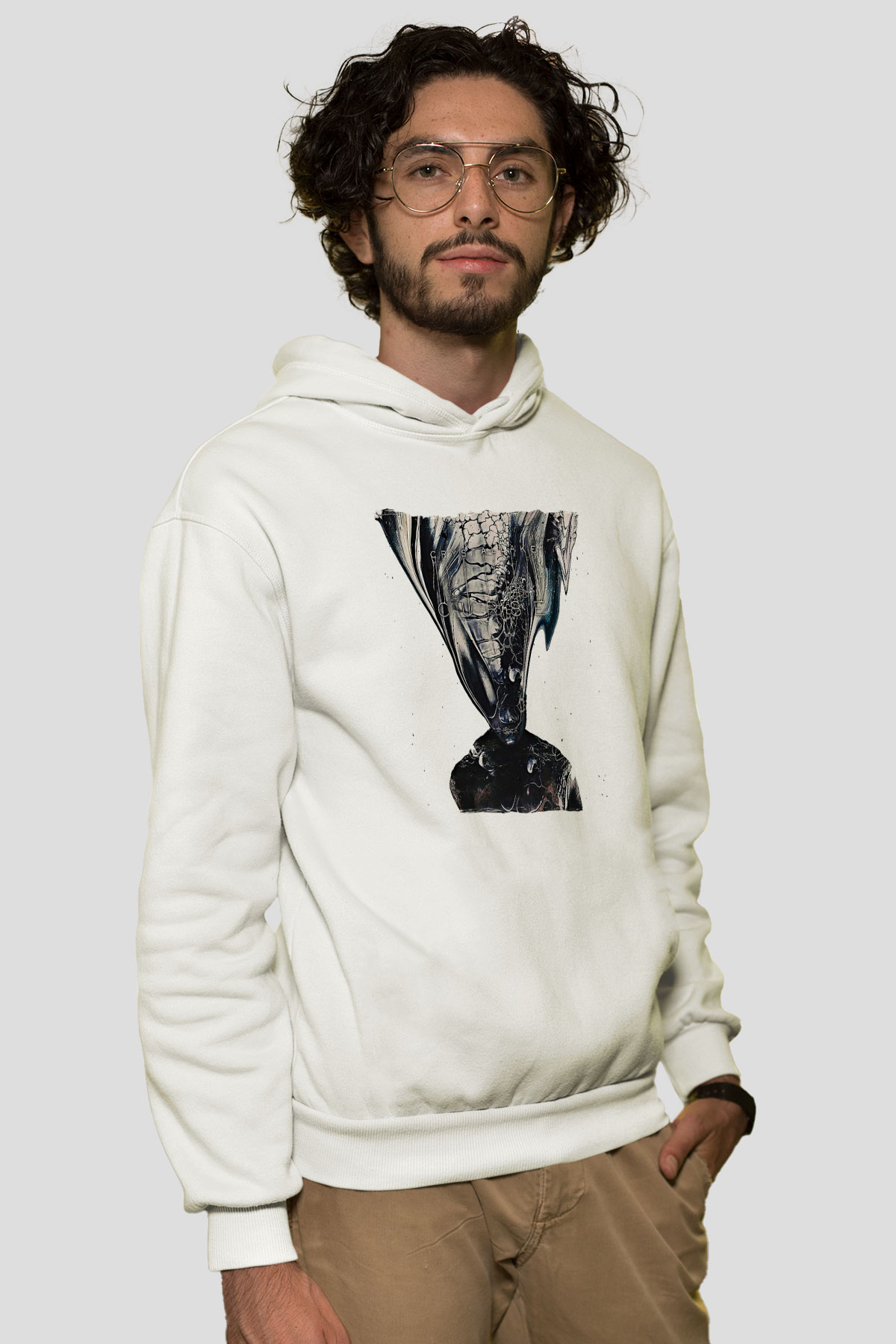 Crystal Lake Baskılı Beyaz Unisex Kapüşonlu Sweatshirt