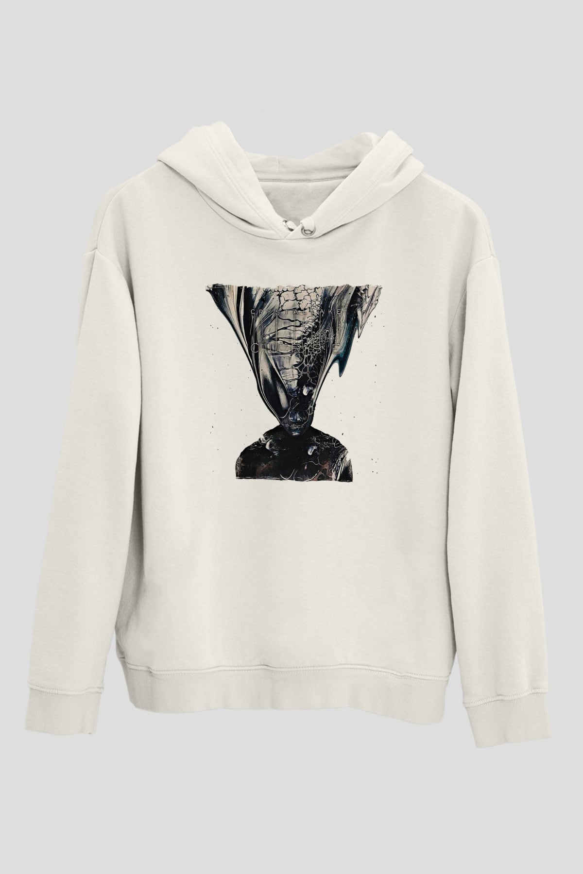 Crystal Lake Baskılı Beyaz Unisex Kapüşonlu Sweatshirt