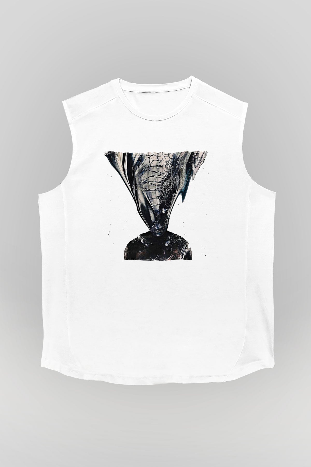 Crystal Lake Baskılı Beyaz Unisex Kolsuz Tişört - Tshirt