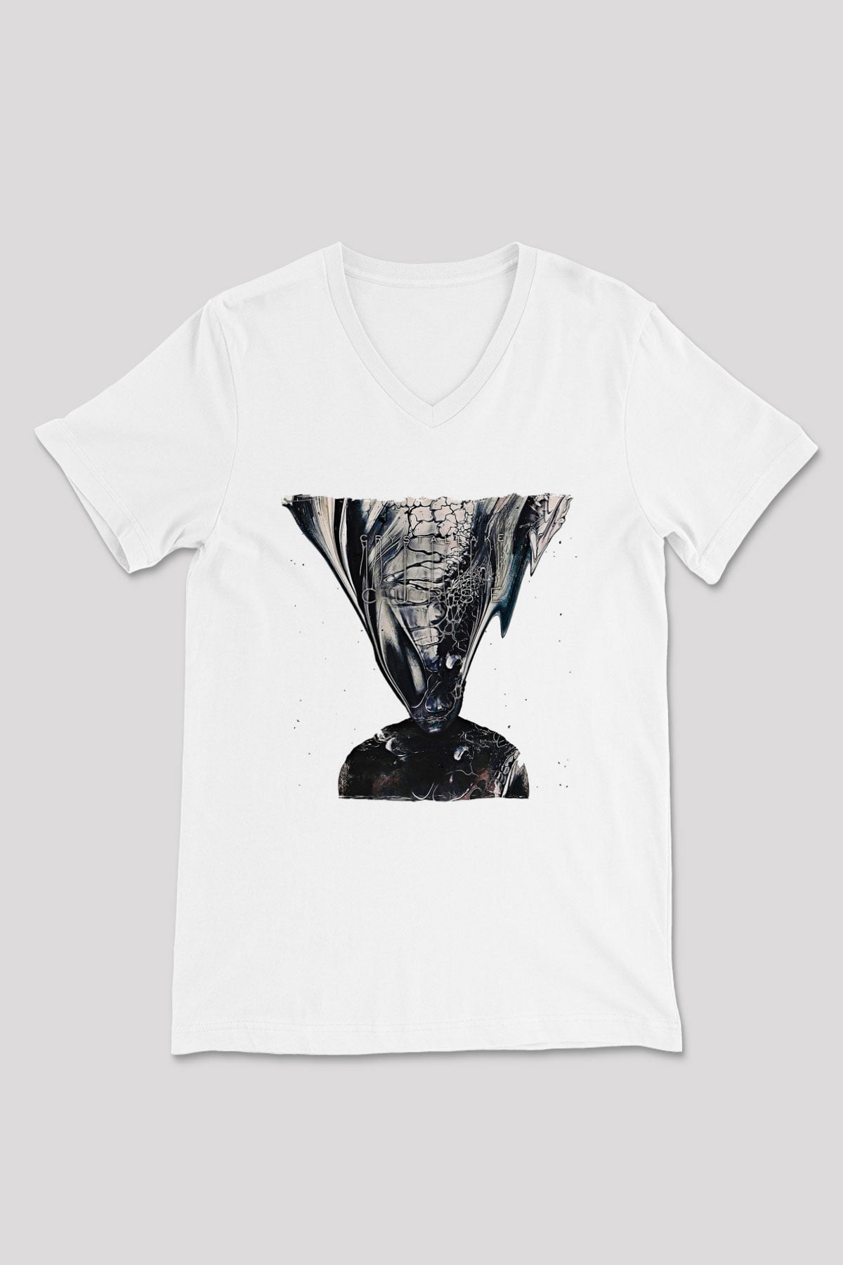 Crystal Lake Baskılı Beyaz Unisex V Yaka Tişört - Tshirt