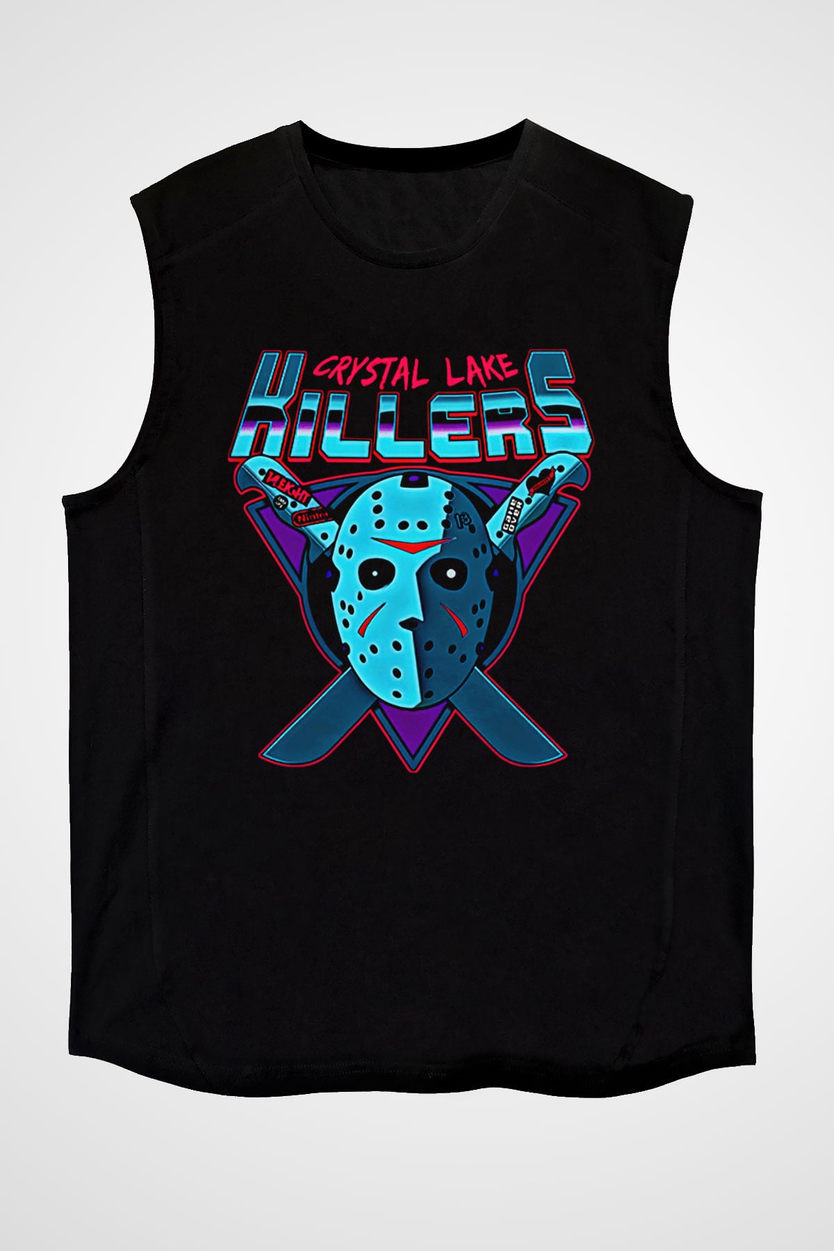 Crystal Lake Baskılı Unisex Siyah Kolsuz Tişört - Tshirt
