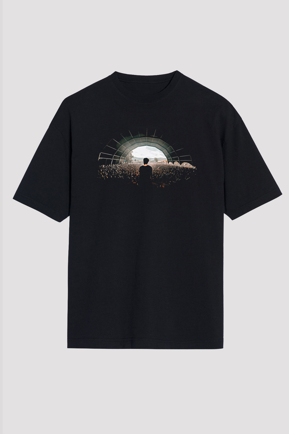 Crystal Lake Baskılı Unisex Siyah Oversize Tişört - Tshirt