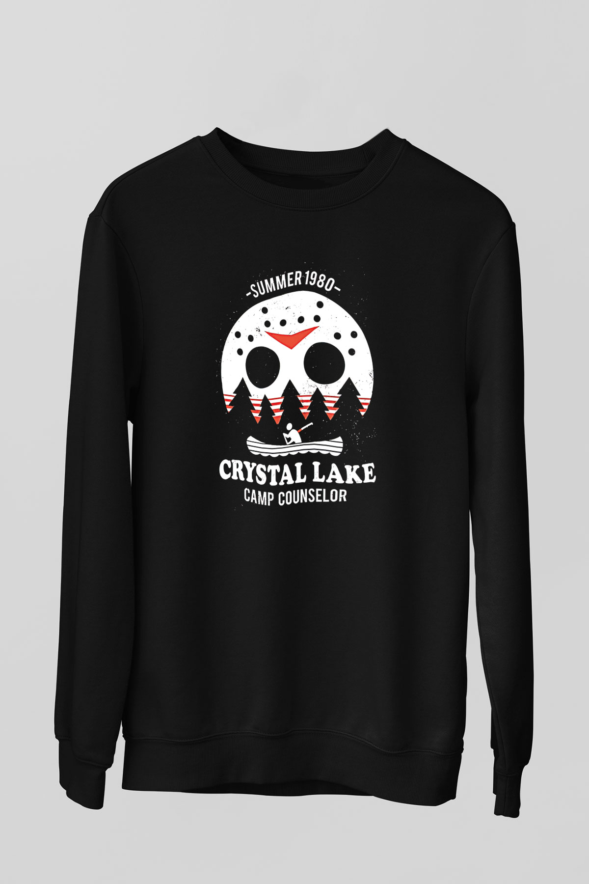 Crystal Lake Baskılı Unisex Siyah Sweatshirt