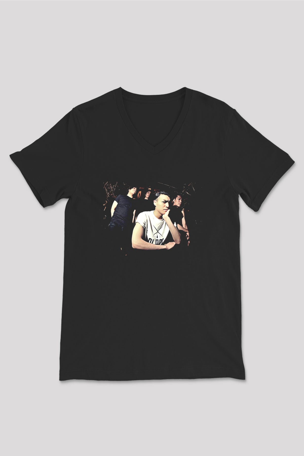 Crystal Lake Baskılı Unisex Siyah V Yaka Tişört - Tshirt