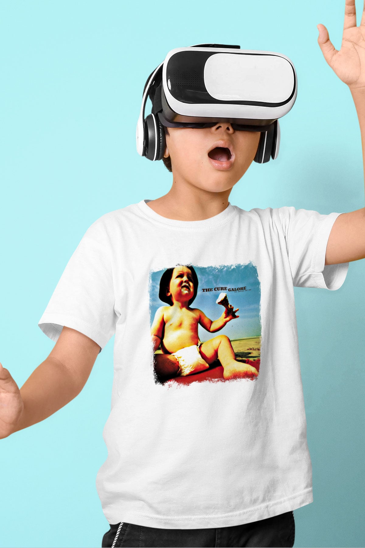 Cure Baskılı Unisex Beyaz Çocuk Tişört
