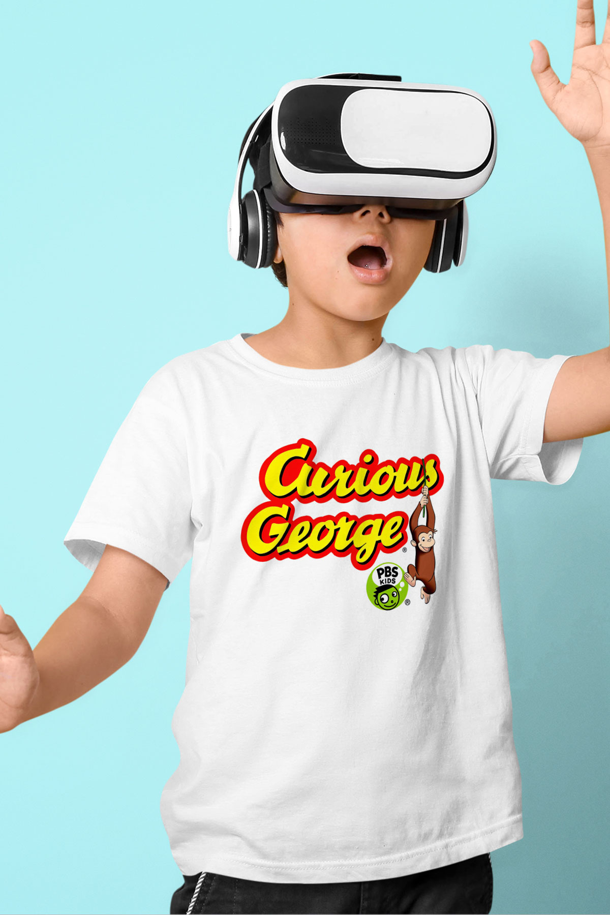 Curious George Beyaz Unisex Çocuk Tişört