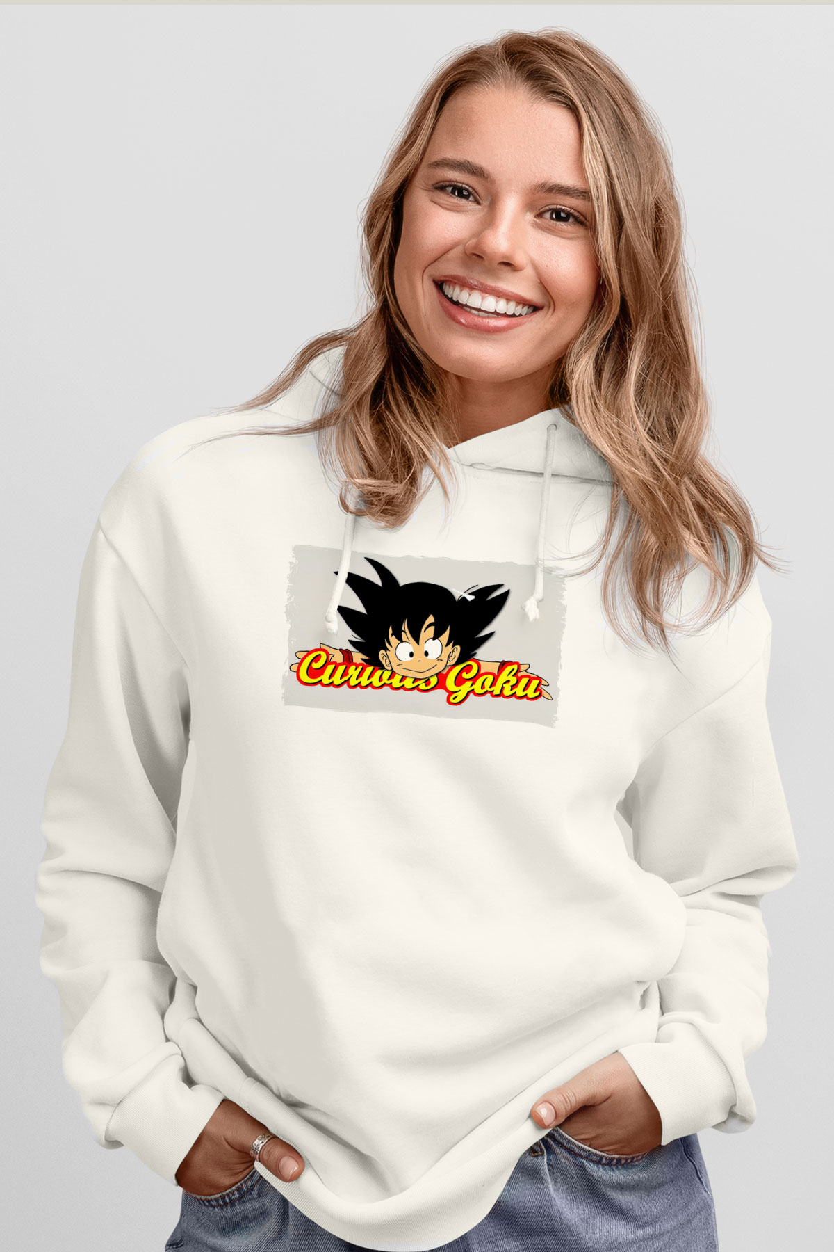 Curious George Beyaz Unisex Hoodie