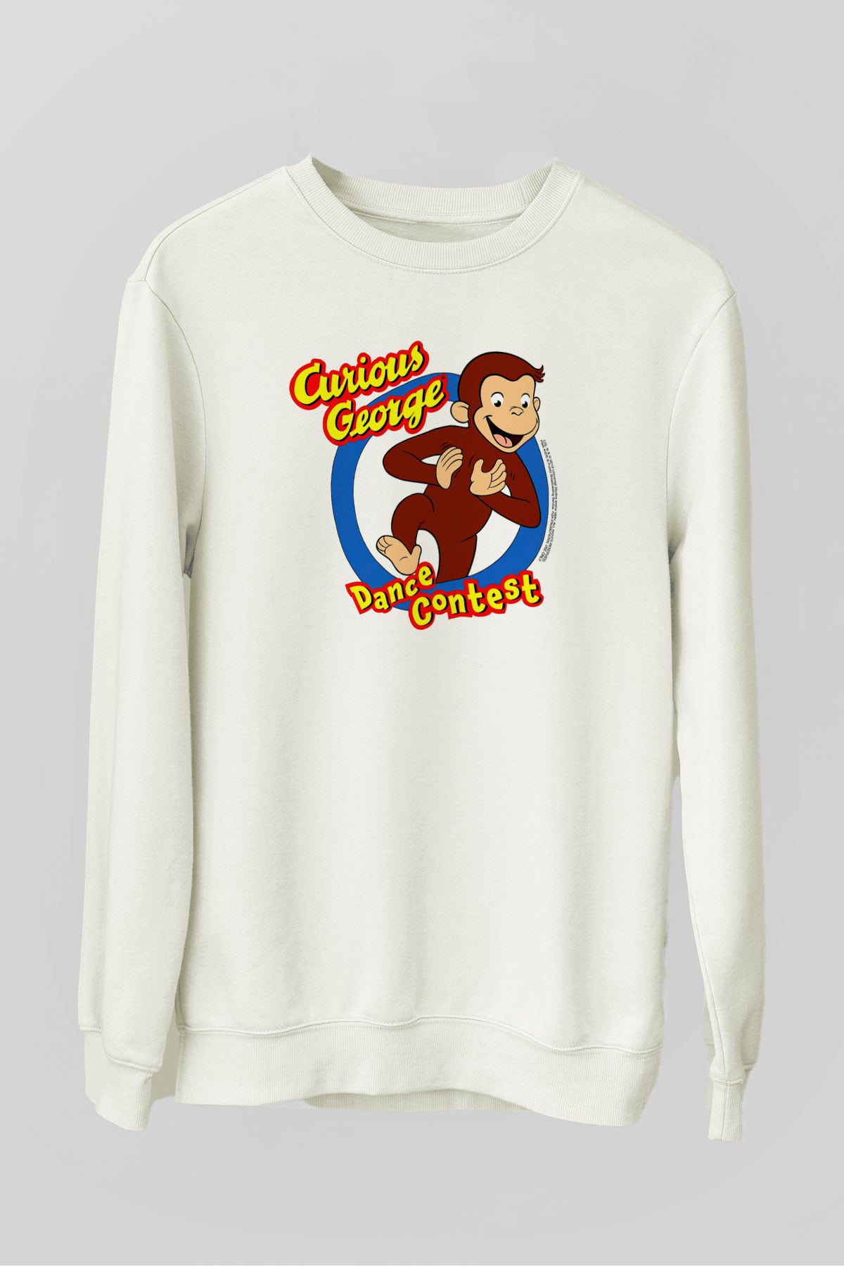Curious George Beyaz Unisex Sweatshirt