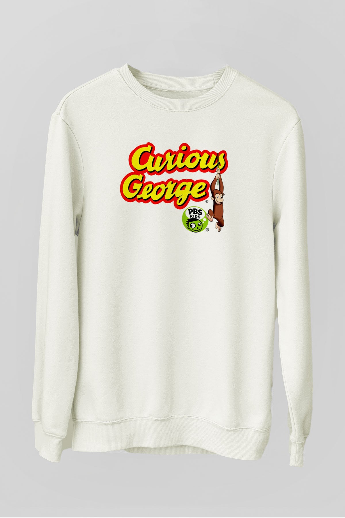 Curious George Beyaz Unisex Sweatshirt