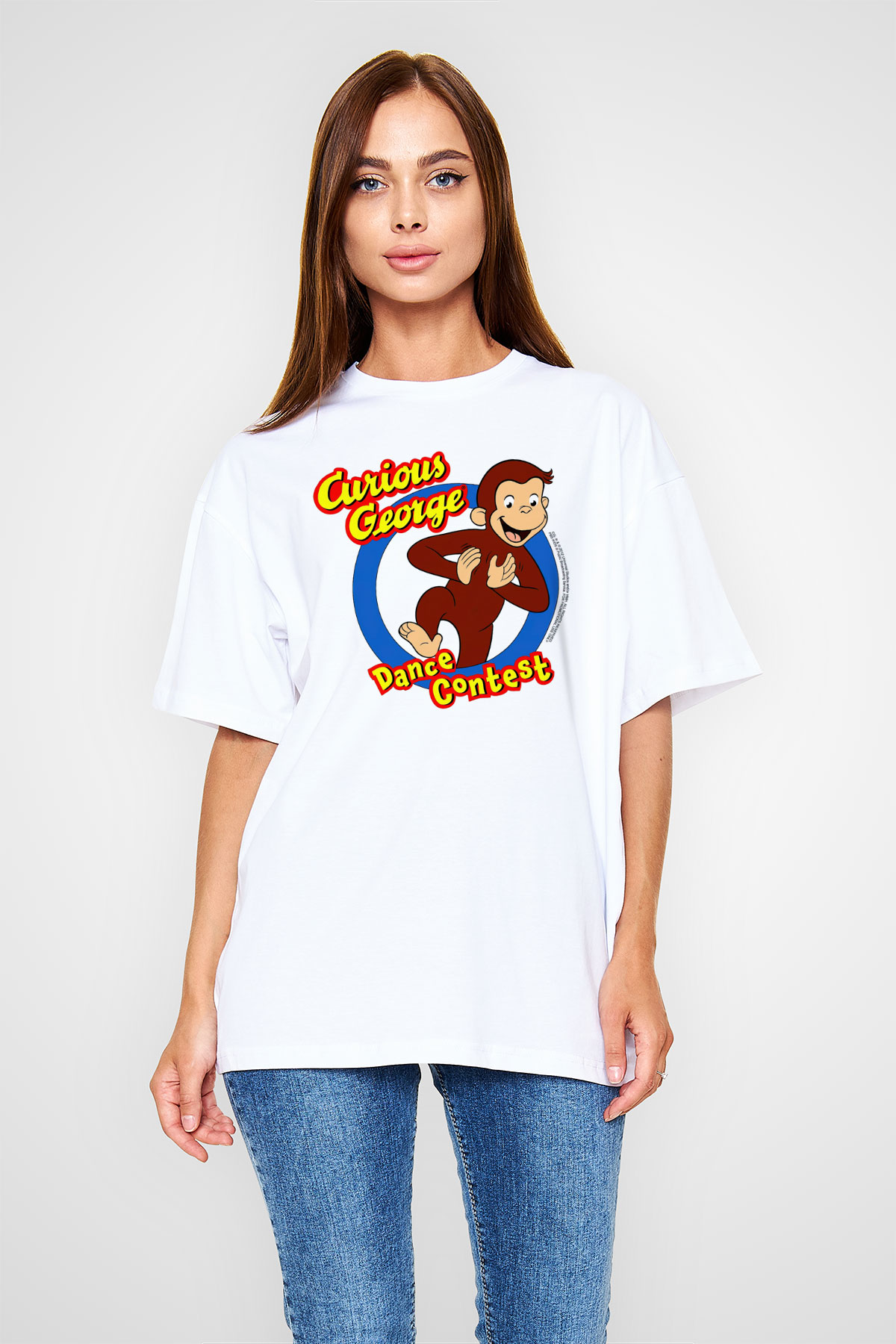 Curious George Beyaz Unisex Tişört T-Shirt