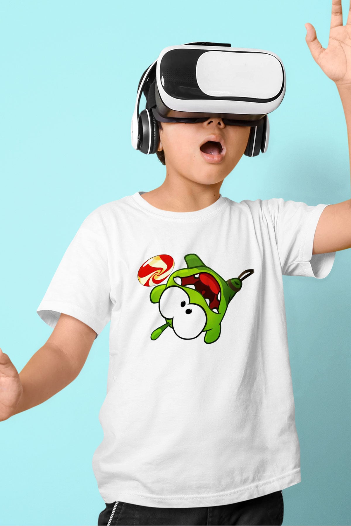 Cut the Rope Baskılı Beyaz Unisex Çocuk Tişört
