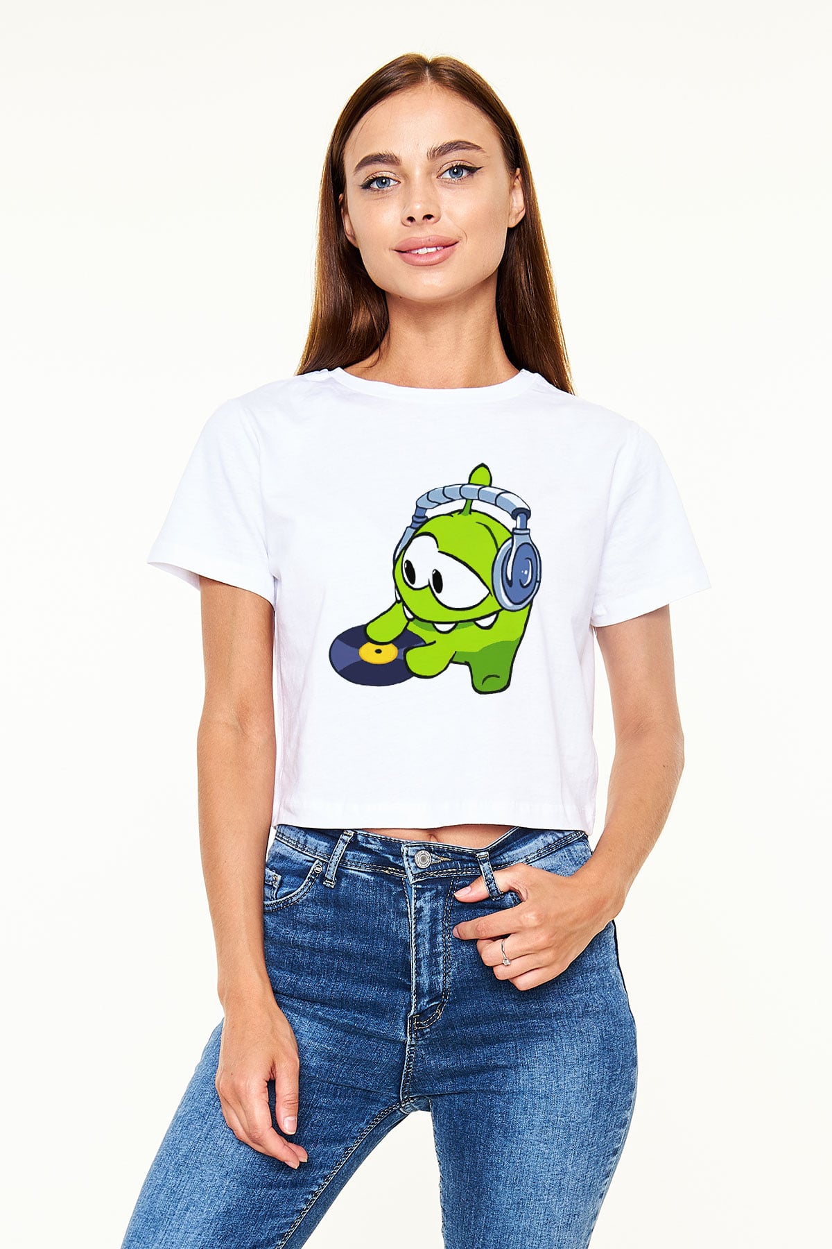 Cut the Rope Beyaz Croptop Tişört