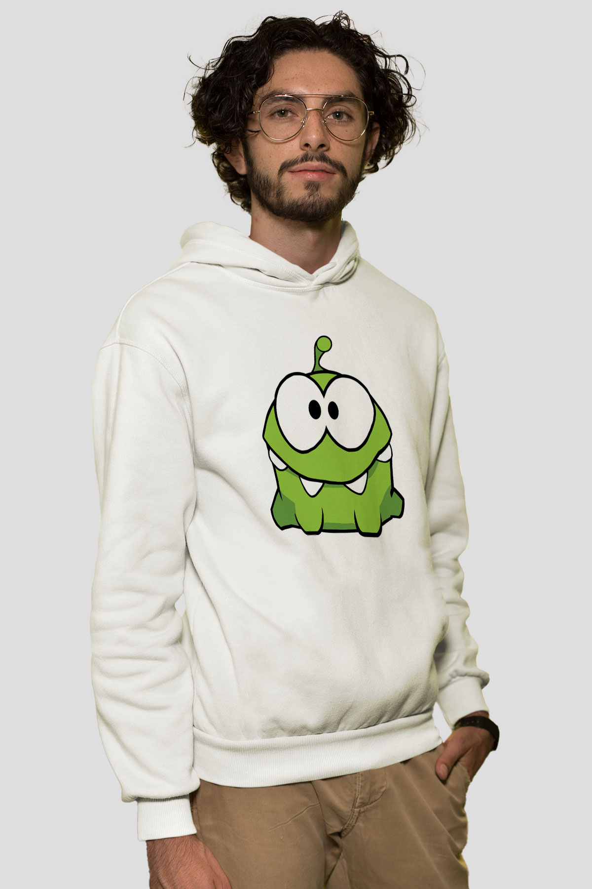 Cut the Rope Beyaz Unisex Kapşonlu Sweatshirt