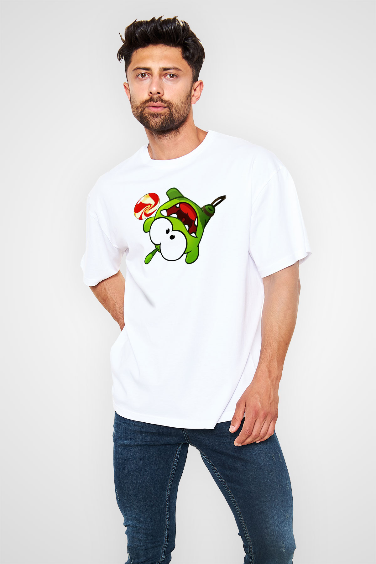 Cut the Rope Beyaz Unisex Oversize Tişört T-Shirt