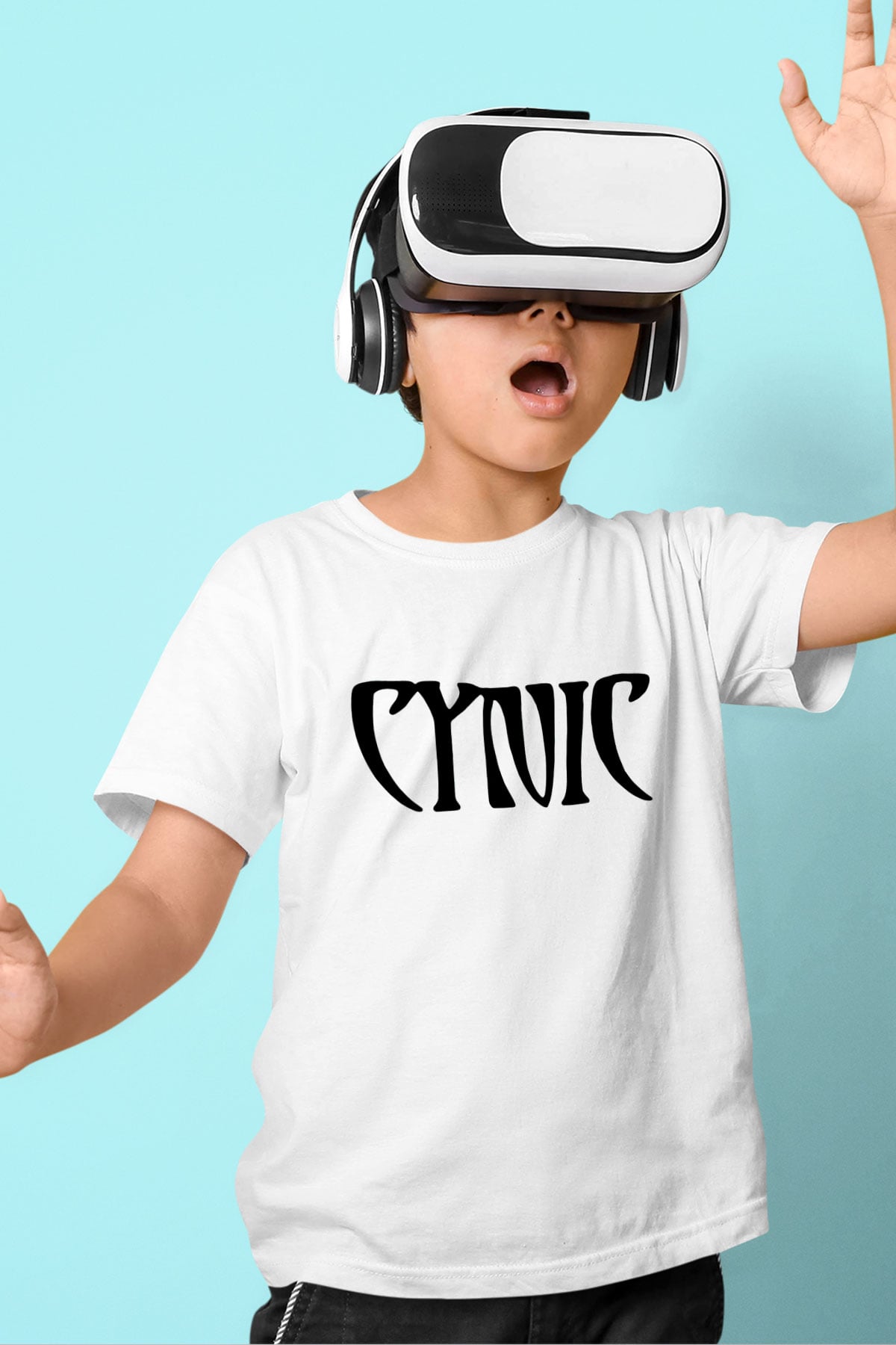 Cynic Baskılı Beyaz Unisex Çocuk Tişört