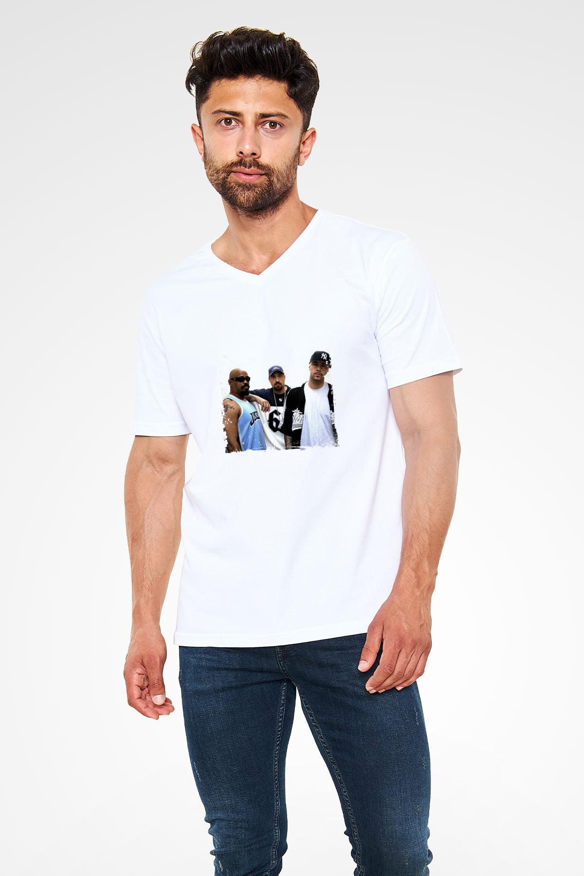 Cypress Hill Baskılı Beyaz V Yaka Unisex Tişört