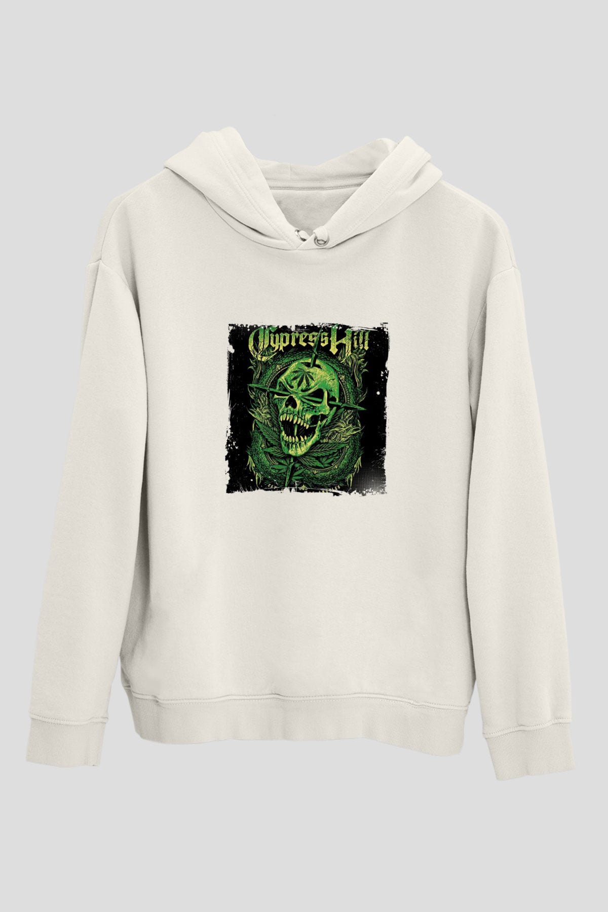 Cypress Hill Baskılı Unisex Beyaz Kapüşonlu Sweatshirt