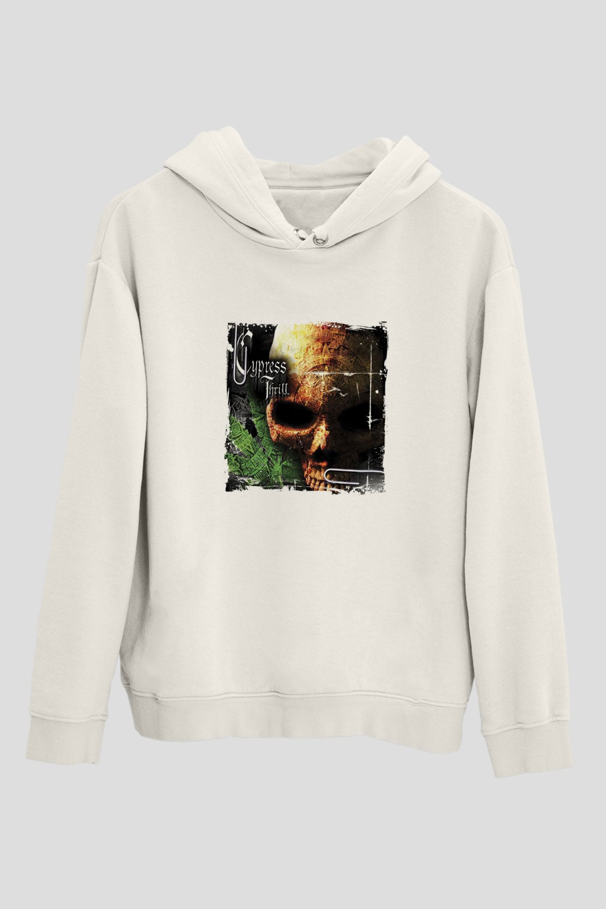 Cypress Hill Baskılı Unisex Beyaz Kapüşonlu Sweatshirt