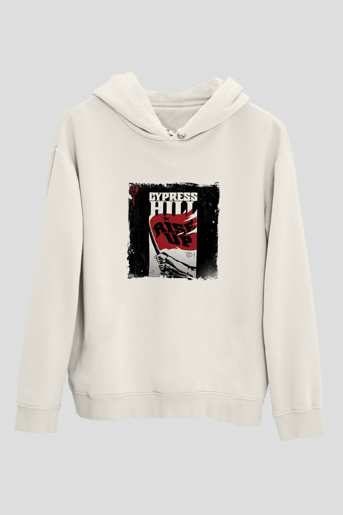Cypress Hill Baskılı Unisex Beyaz Kapüşonlu Sweatshirt