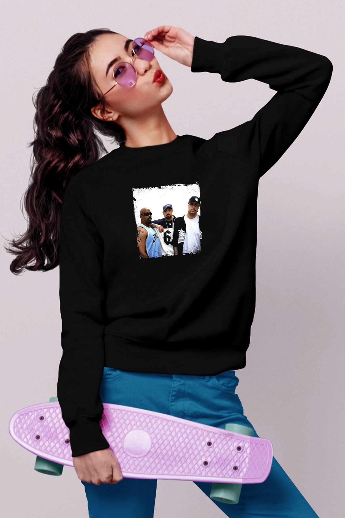Cypress Hill Baskılı Unisex Siyah Sweatshirt