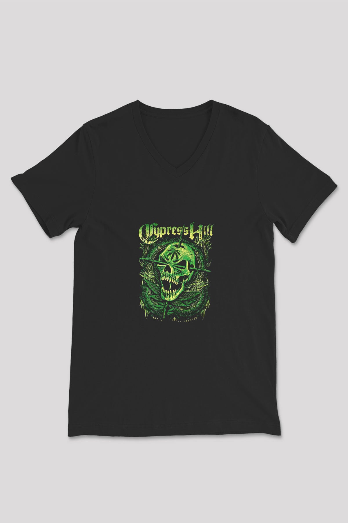 Cypress Hill Baskılı Unisex Siyah V Yaka Tişört