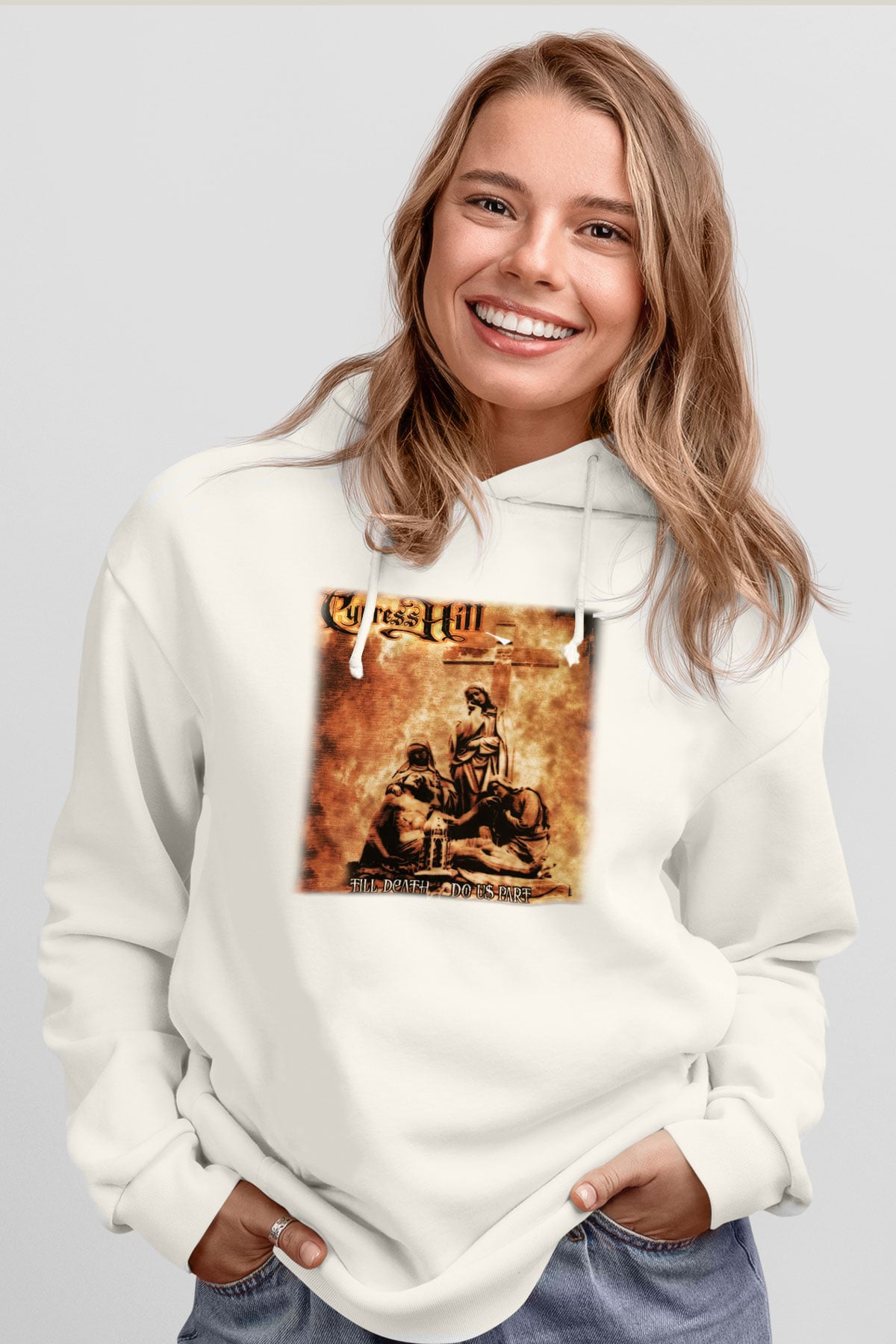 Cypress Hill Beyaz Unisex Kapşonlu Sweatshirt