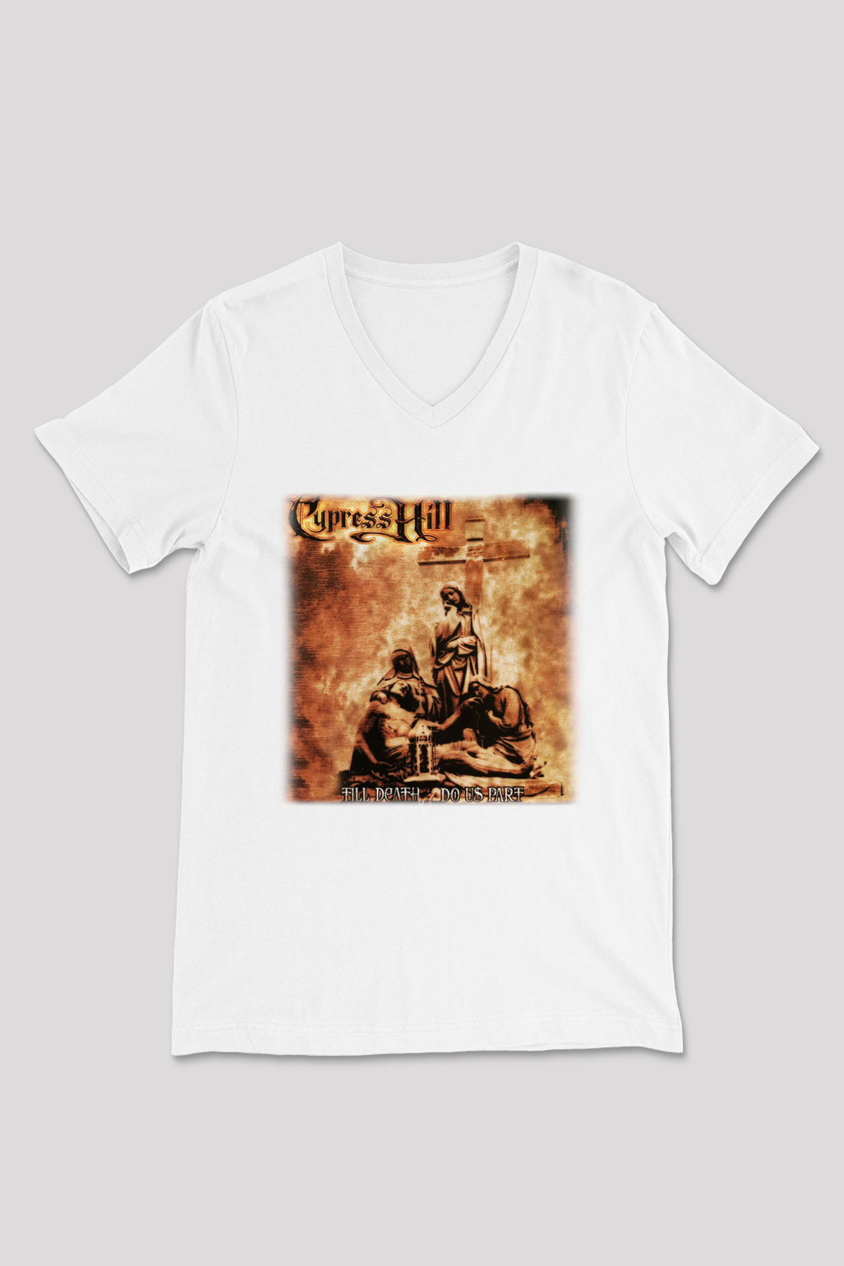 Cypress Hill Beyaz Unisex V Yaka Tişört T-Shirt