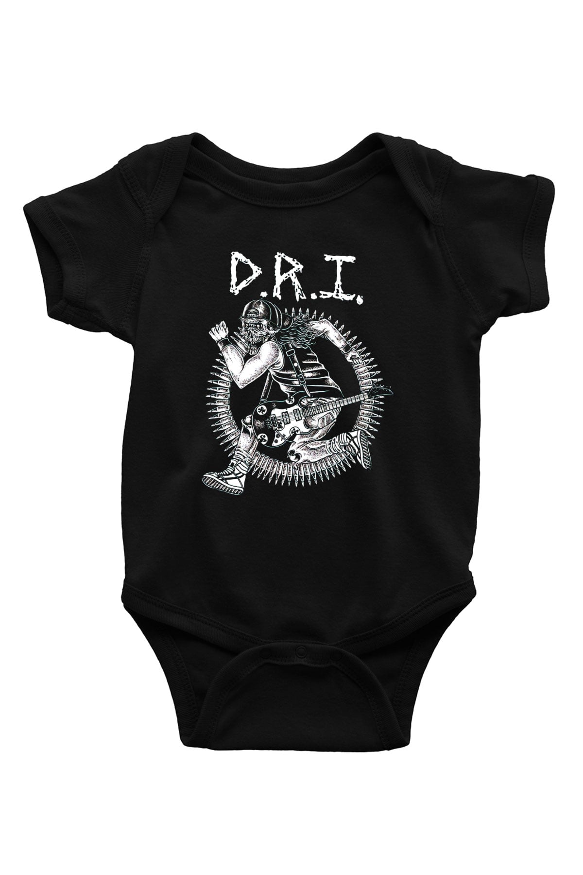 D.R.I Baskılı Siyah Bebek Body - Zıbın