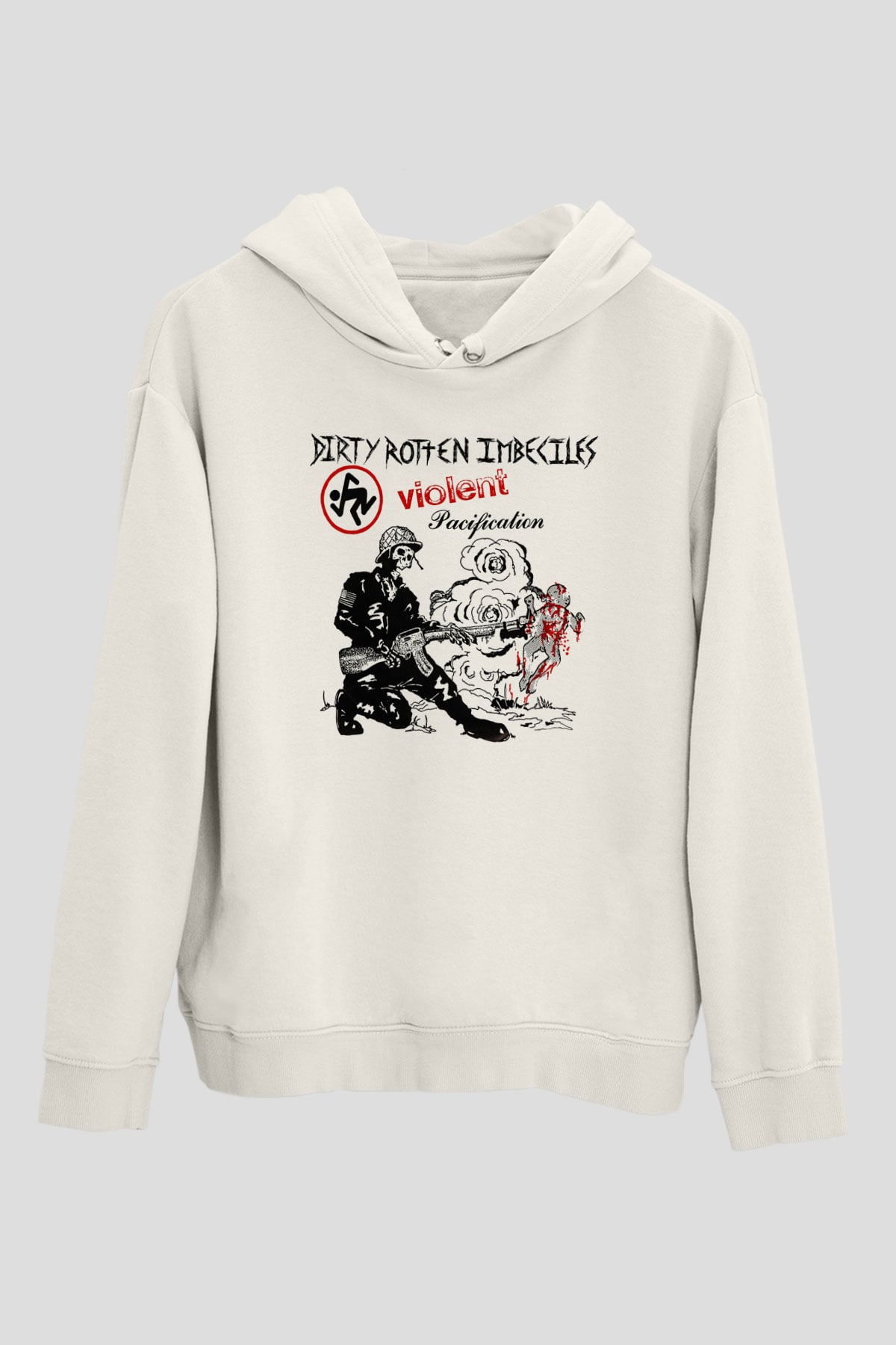D.R.I Beyaz Unisex Kapşonlu Sweatshirt
