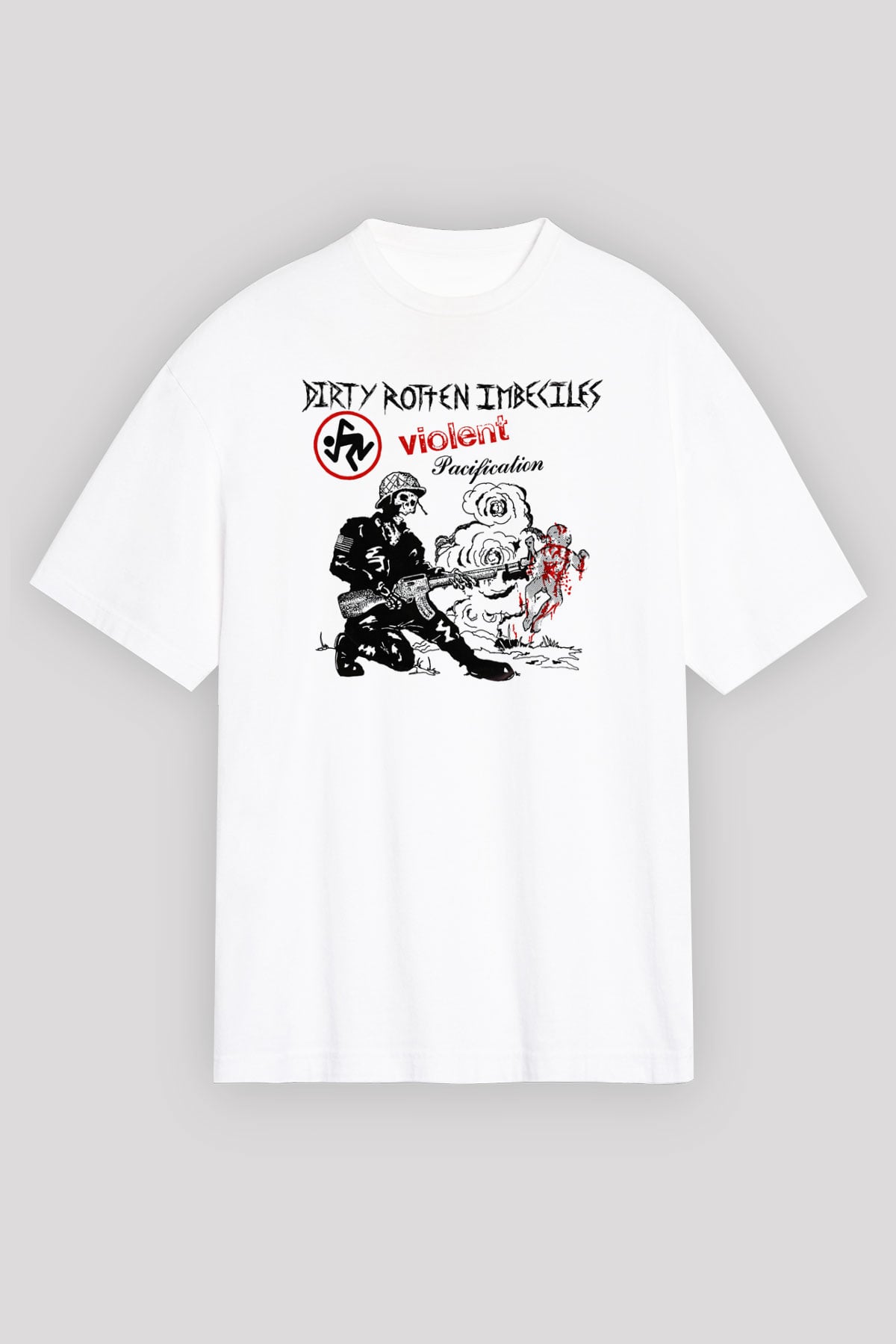 D.R.I Beyaz Unisex Oversize Tişört T-Shirt