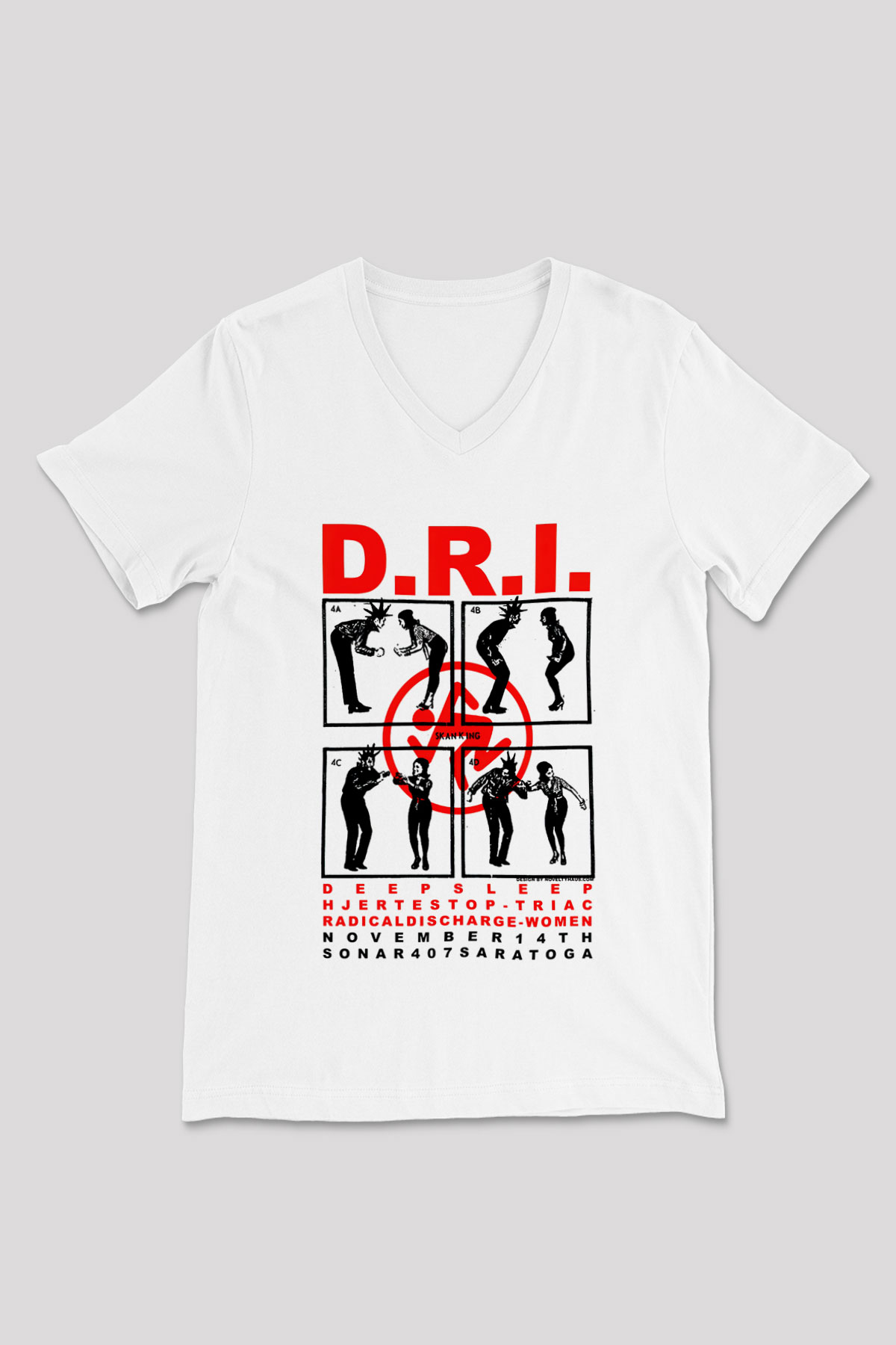 D.R.I Beyaz Unisex V Yaka Tişört T-Shirt