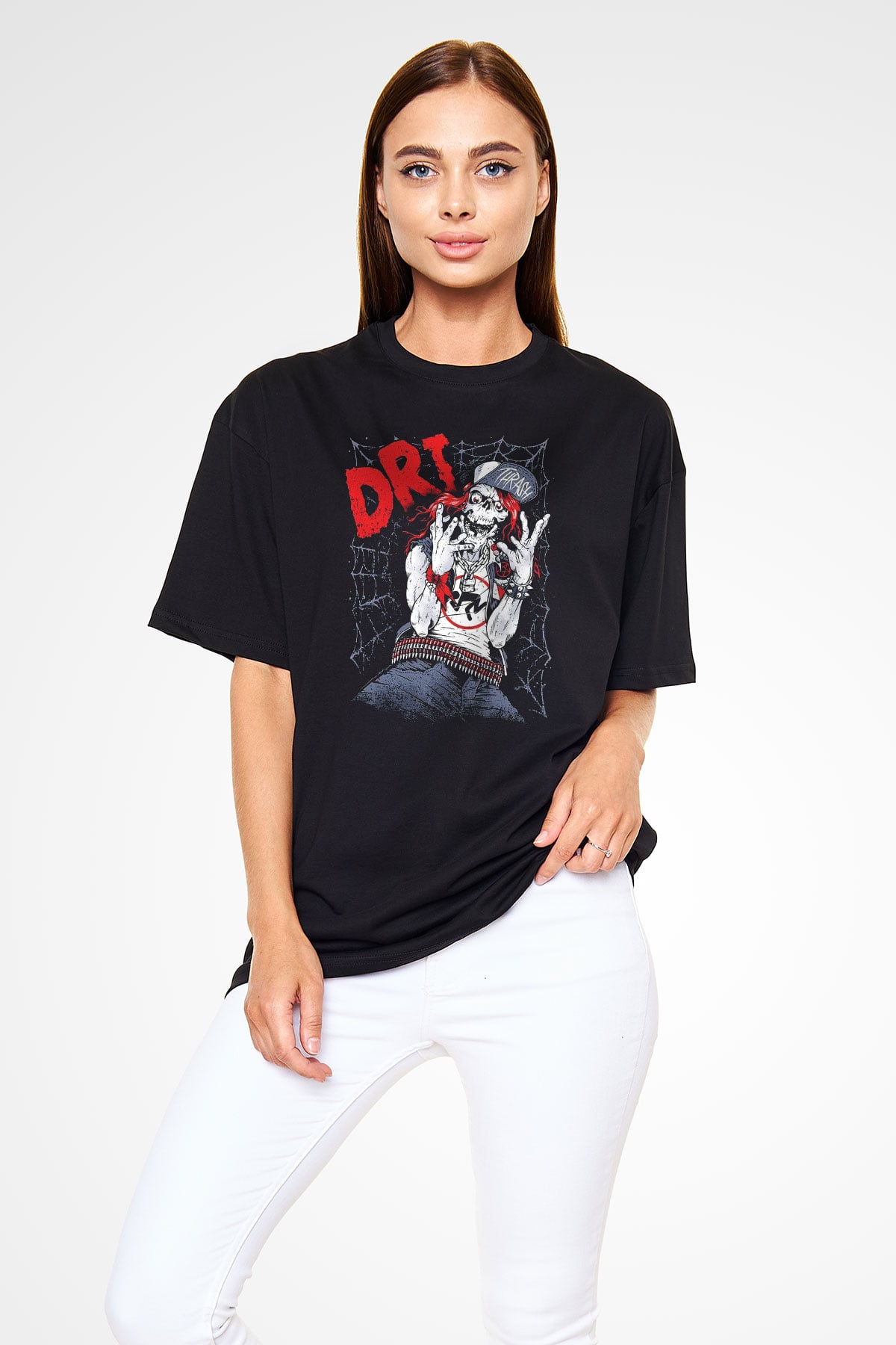 D.R.I Siyah Unisex Oversize Tişört T-Shirt