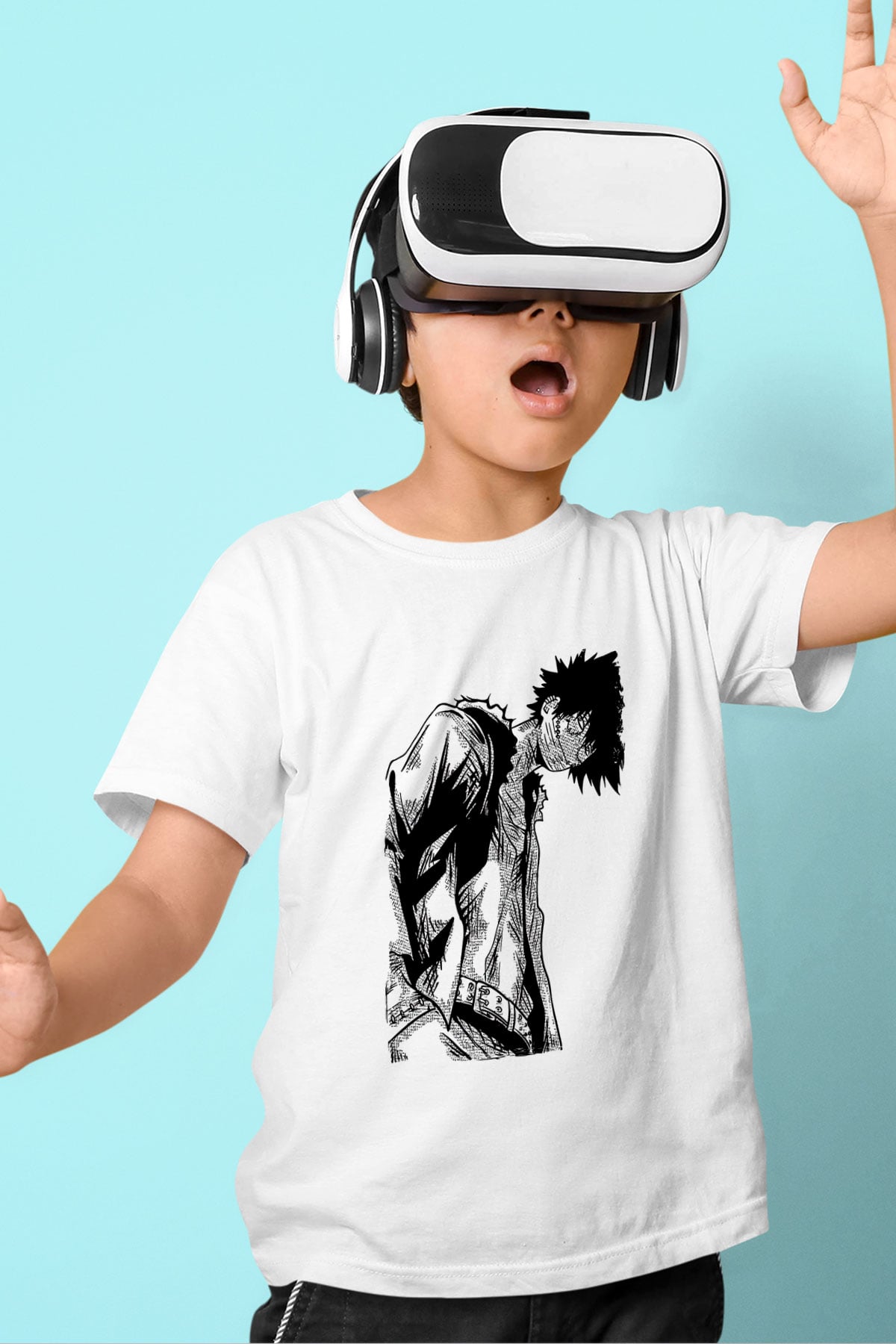 Dabi Baskılı Beyaz Unisex Beyaz Çocuk Tişört - Tshirt