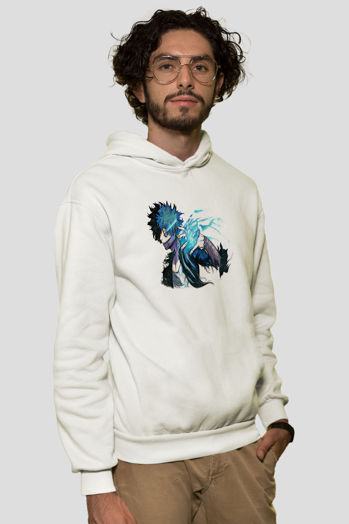 Dabi Baskılı Beyaz Unisex Hoodie