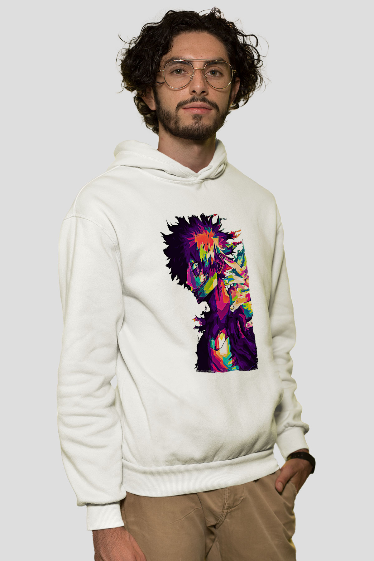 Dabi Baskılı Beyaz Unisex Hoodie