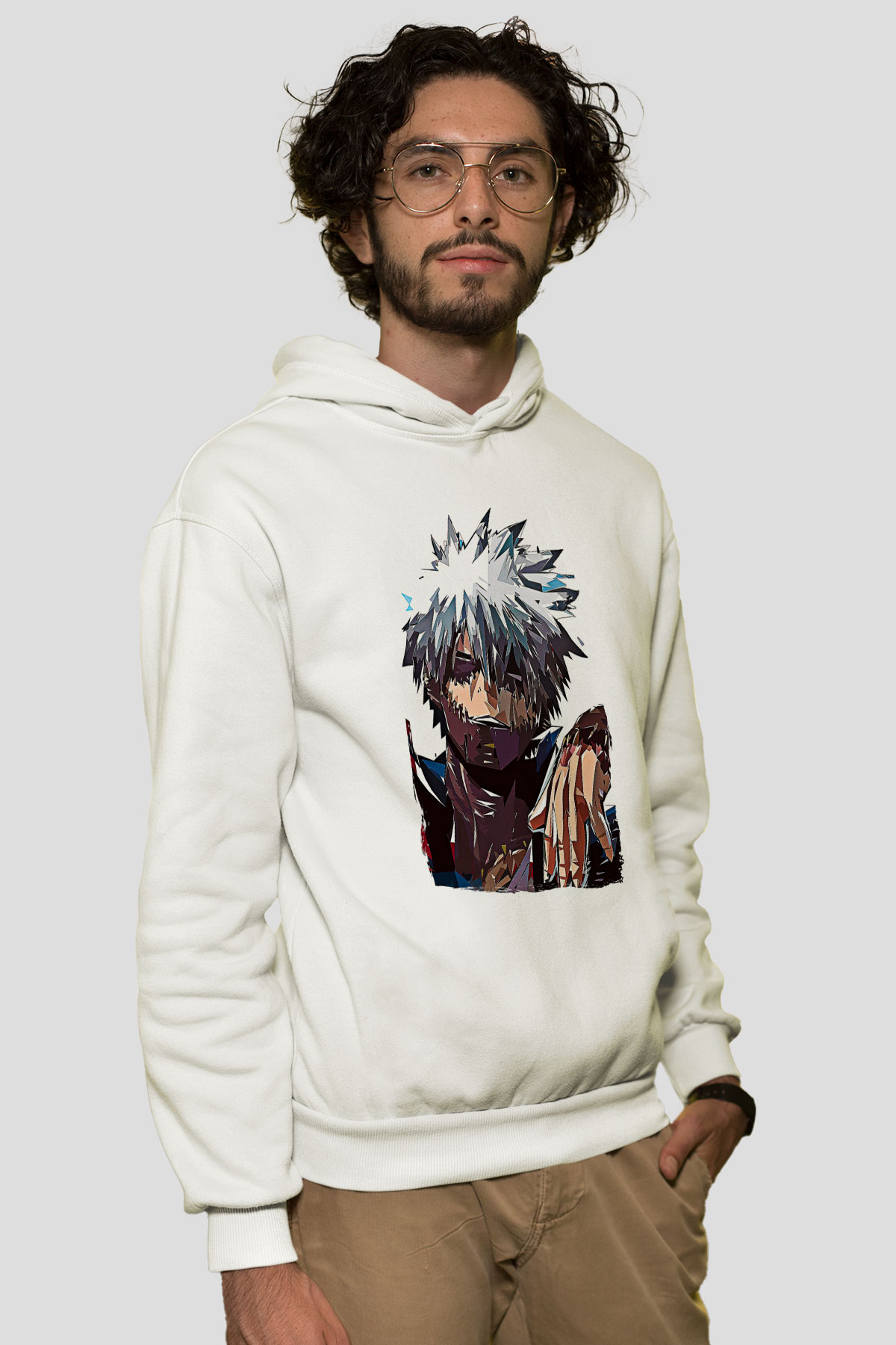 Dabi Baskılı Beyaz Unisex Hoodie