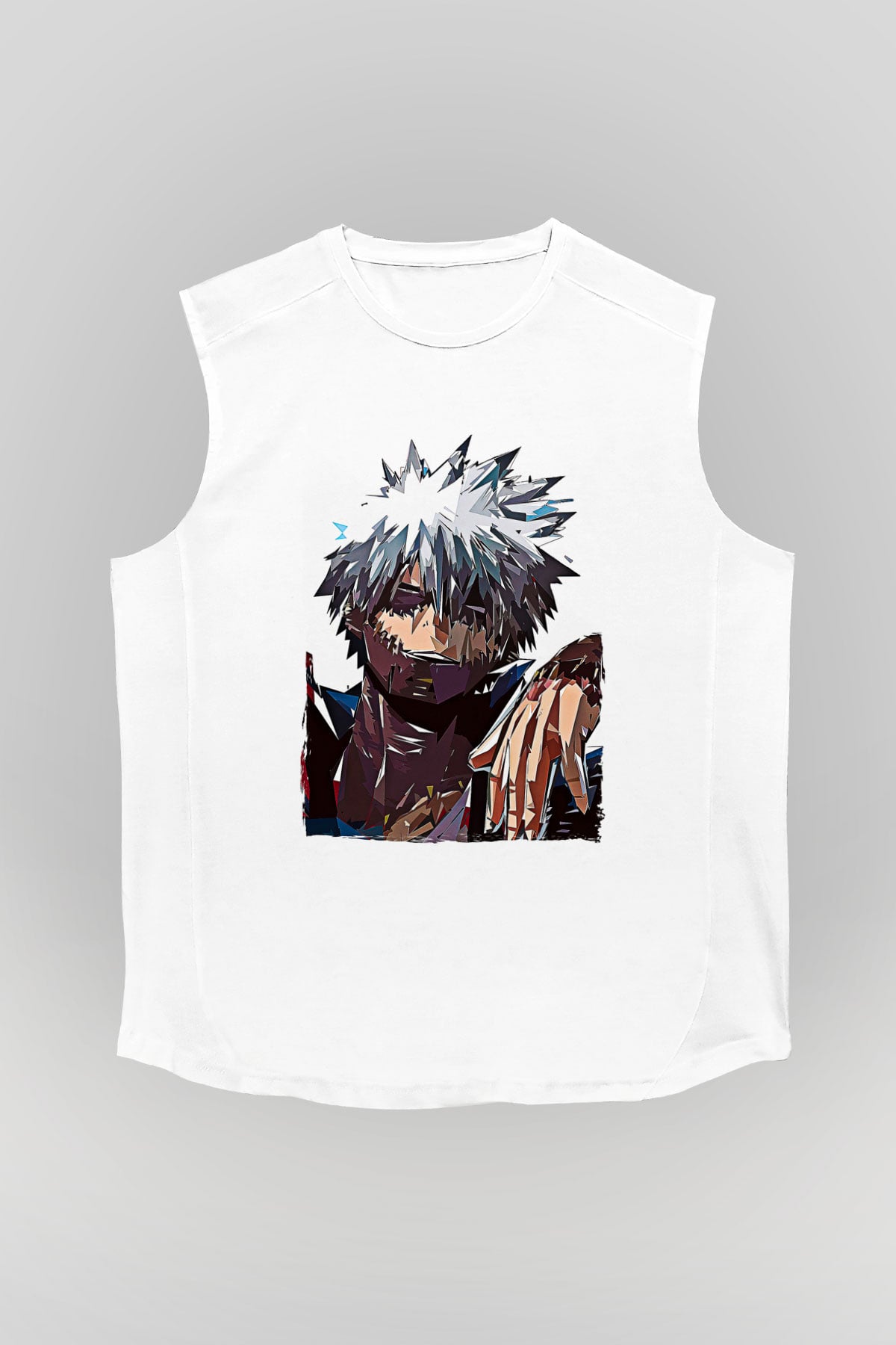 Dabi Baskılı Beyaz Unisex Kolsuz Tişört - Tshirt