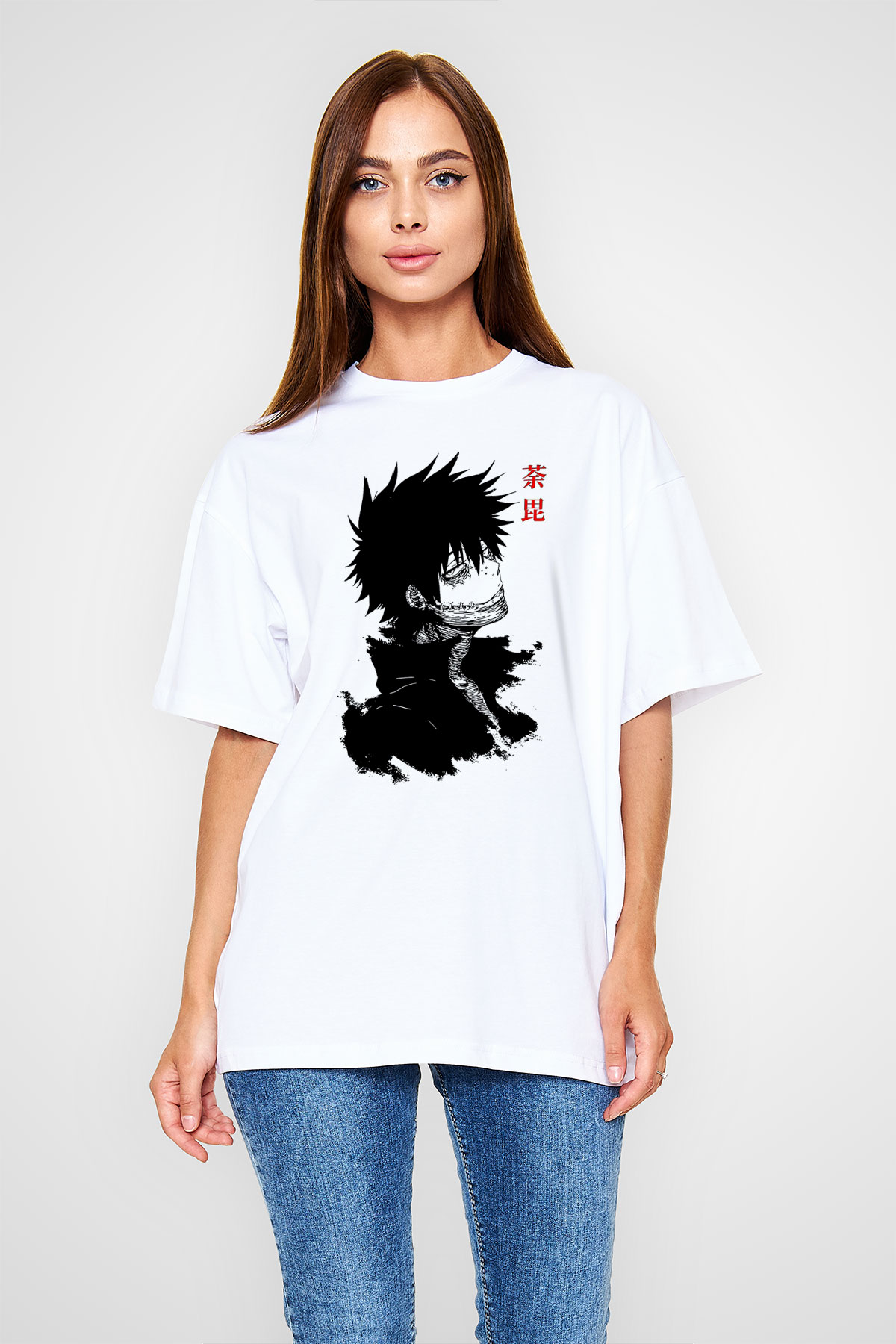 Dabi Baskılı Beyaz Unisex Oversize Tişört - Tshirt