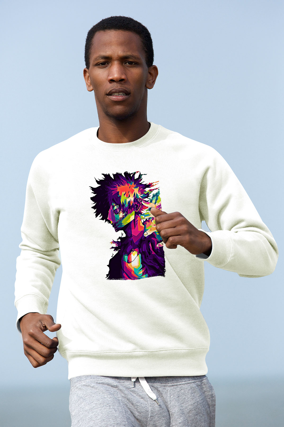 Dabi Baskılı Beyaz Unisex Sweatshirt