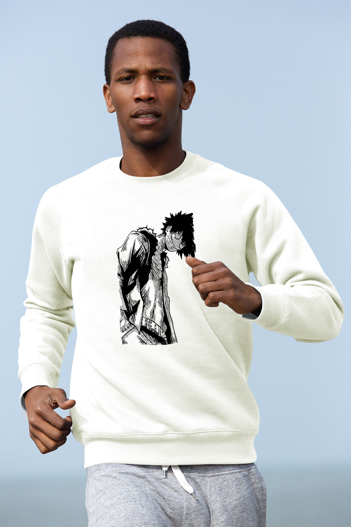 Dabi Baskılı Beyaz Unisex Sweatshirt