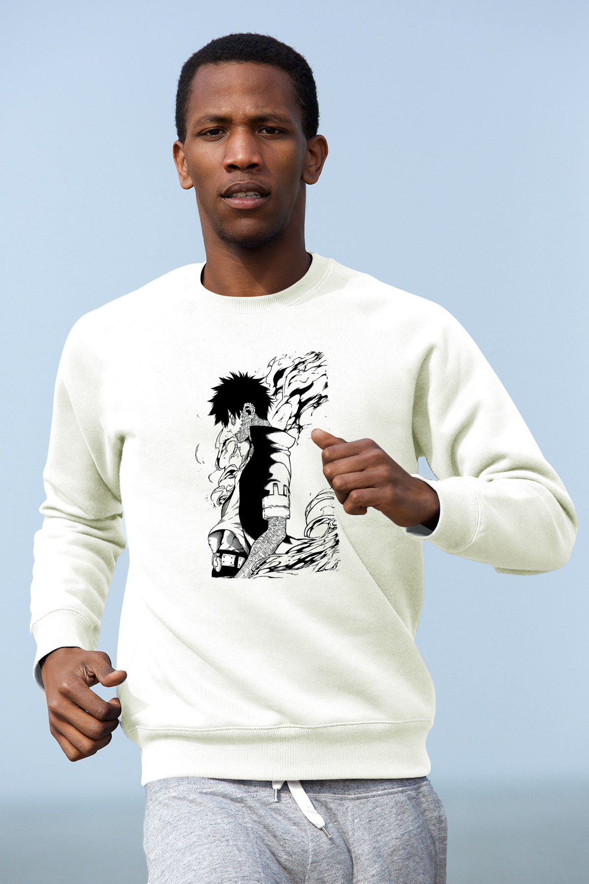 Dabi Baskılı Beyaz Unisex Sweatshirt