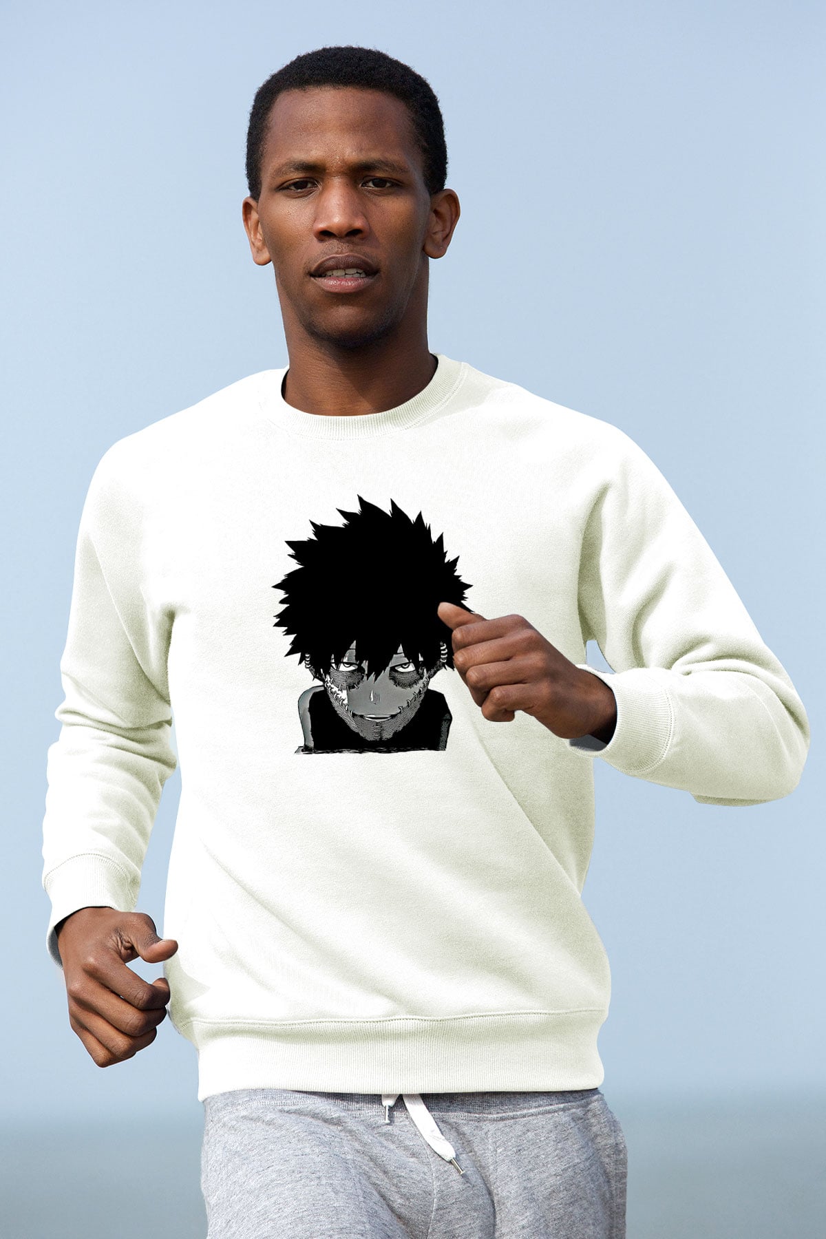 Dabi Baskılı Beyaz Unisex Sweatshirt
